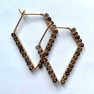 Smokey Quartz Gem Earrings (18k Gold Plated)